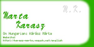 marta karasz business card